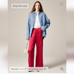 NWT J.Crew Women's Cosmo pant in luster charmeuse Sz S $158 Crimson Rouge